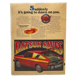 Datsun B210 Car Large Print Ad Original Vintage 1977 Economy Car
